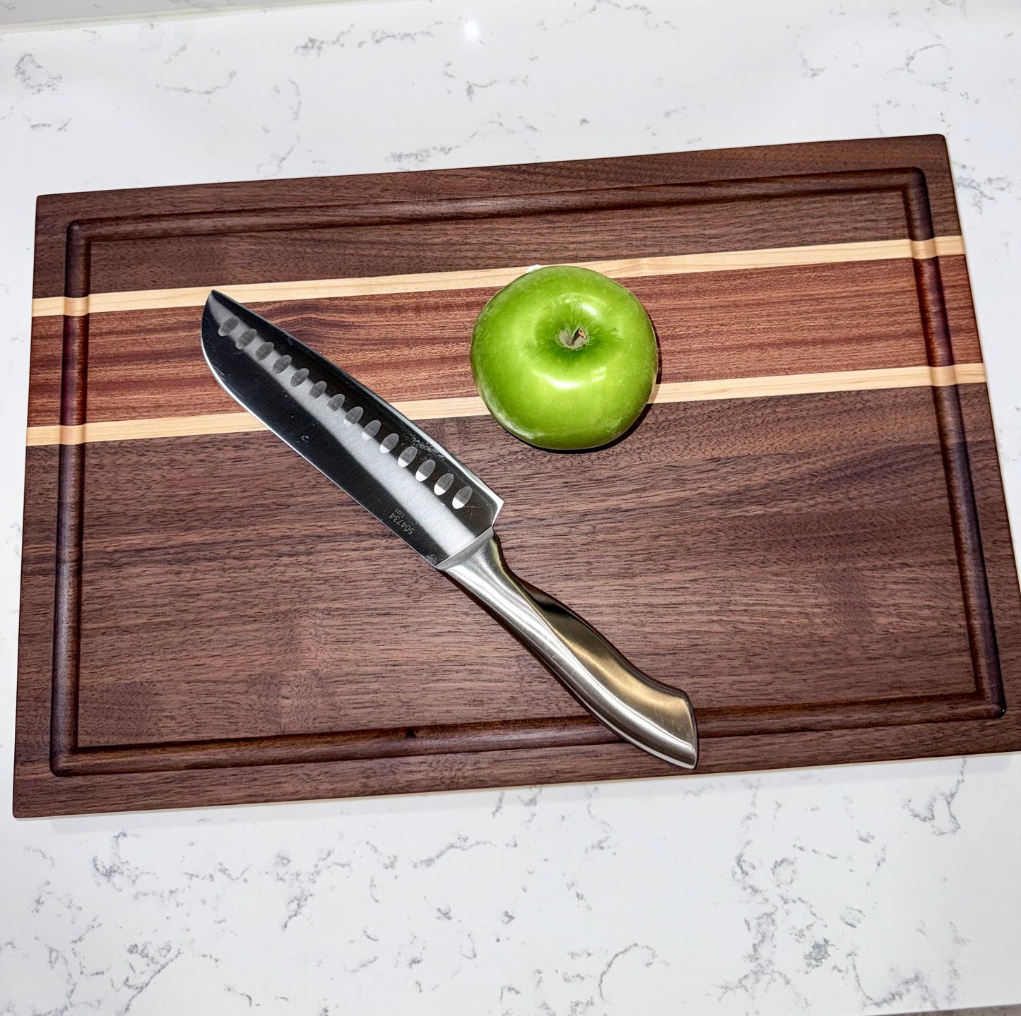 Handcrafted 18x12 Edge Grain Cutting Board – Walnut, Sapele & Maple | Juice Groove | Walrus Oil Finish | Free Shipping