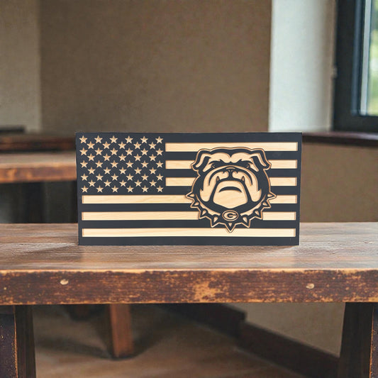 Wooden American Flag Team Logo Board (21.5" x 11.25")