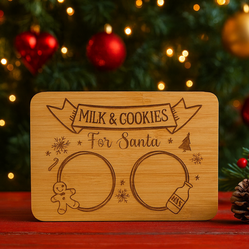 Cookies & Milk for Santa Bamboo Board