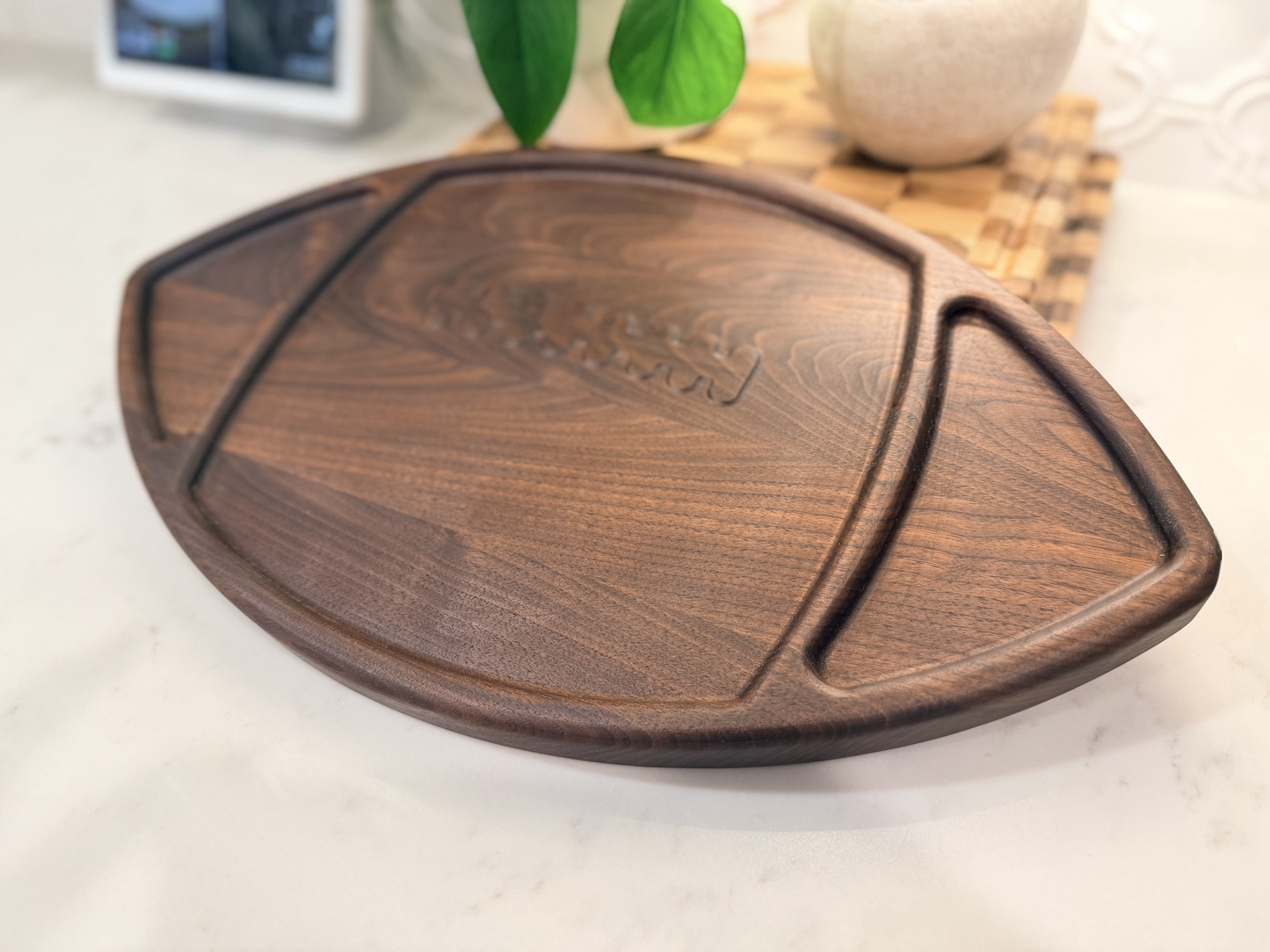 Football-Shaped Charcuterie Board – Walnut, Cherry, or Maple