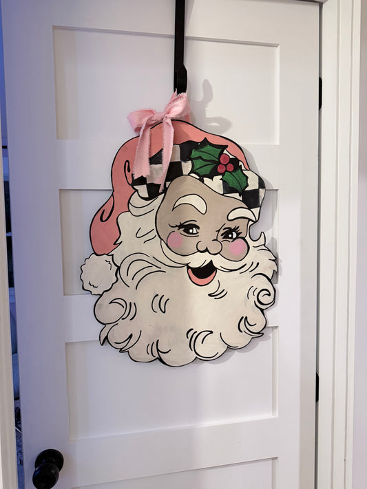 Vintage Santa Door Hanger – Handpainted with Love ❤️