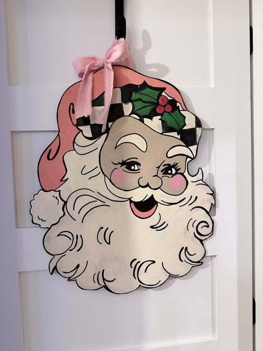 Vintage Santa Door Hanger – Handpainted with Love ❤️