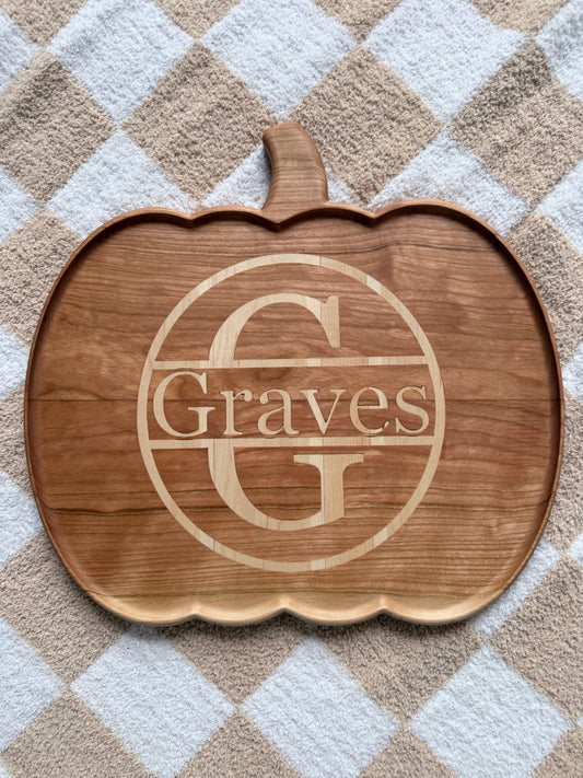 Pumpkin-Shaped Charcuterie Board – Personalized - Walnut, Maple, or Cherry