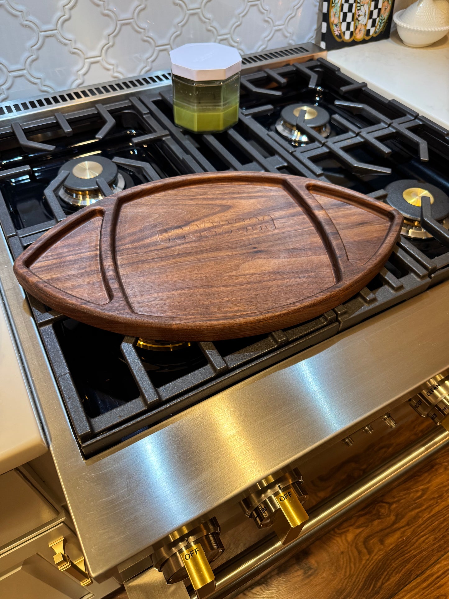 Football-Shaped Charcuterie Board – Walnut, Cherry, or Maple