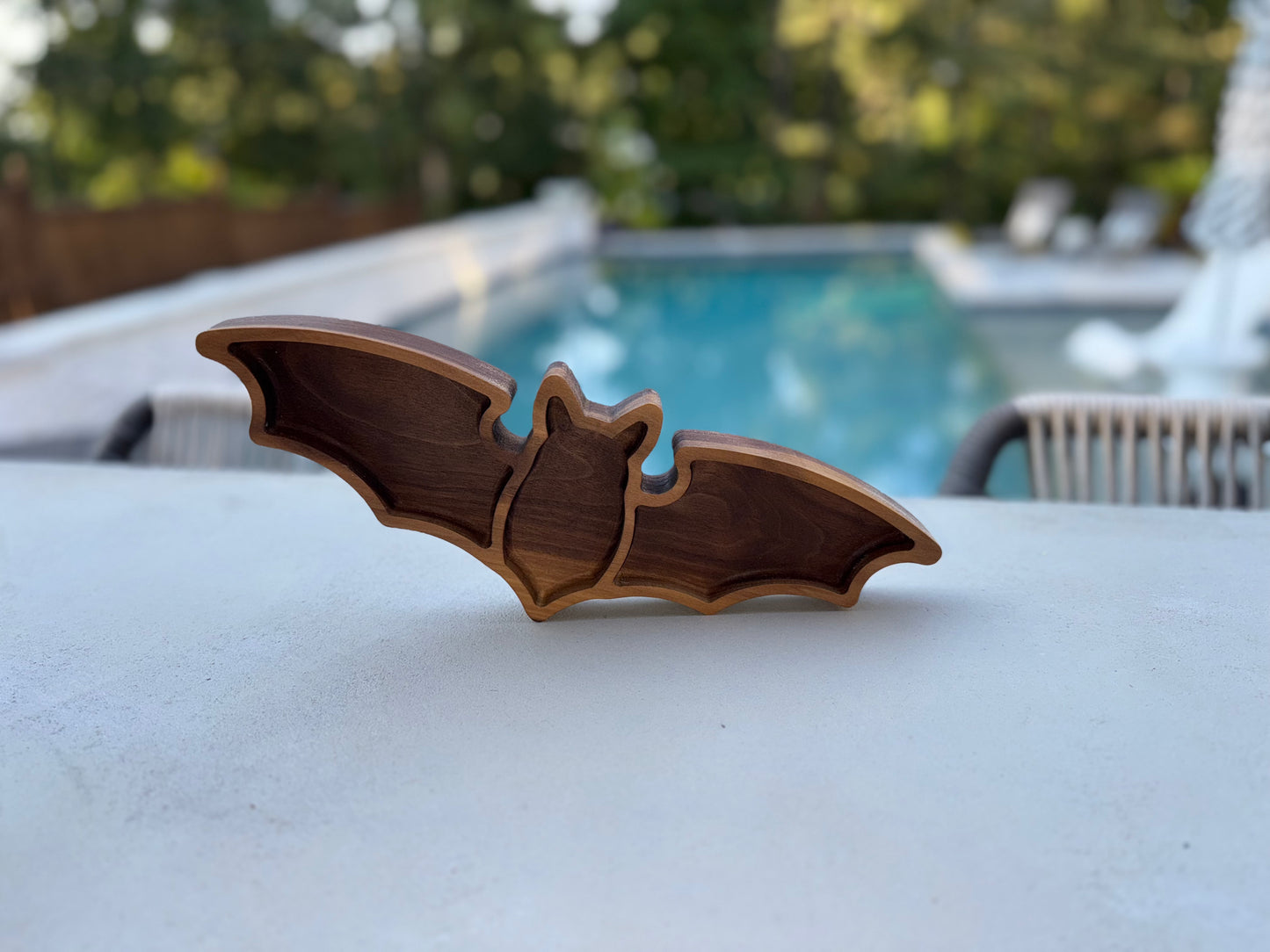Bat-Shaped Tray – Handmade in Pine, Cherry, Maple, or Walnut (3 Sizes)