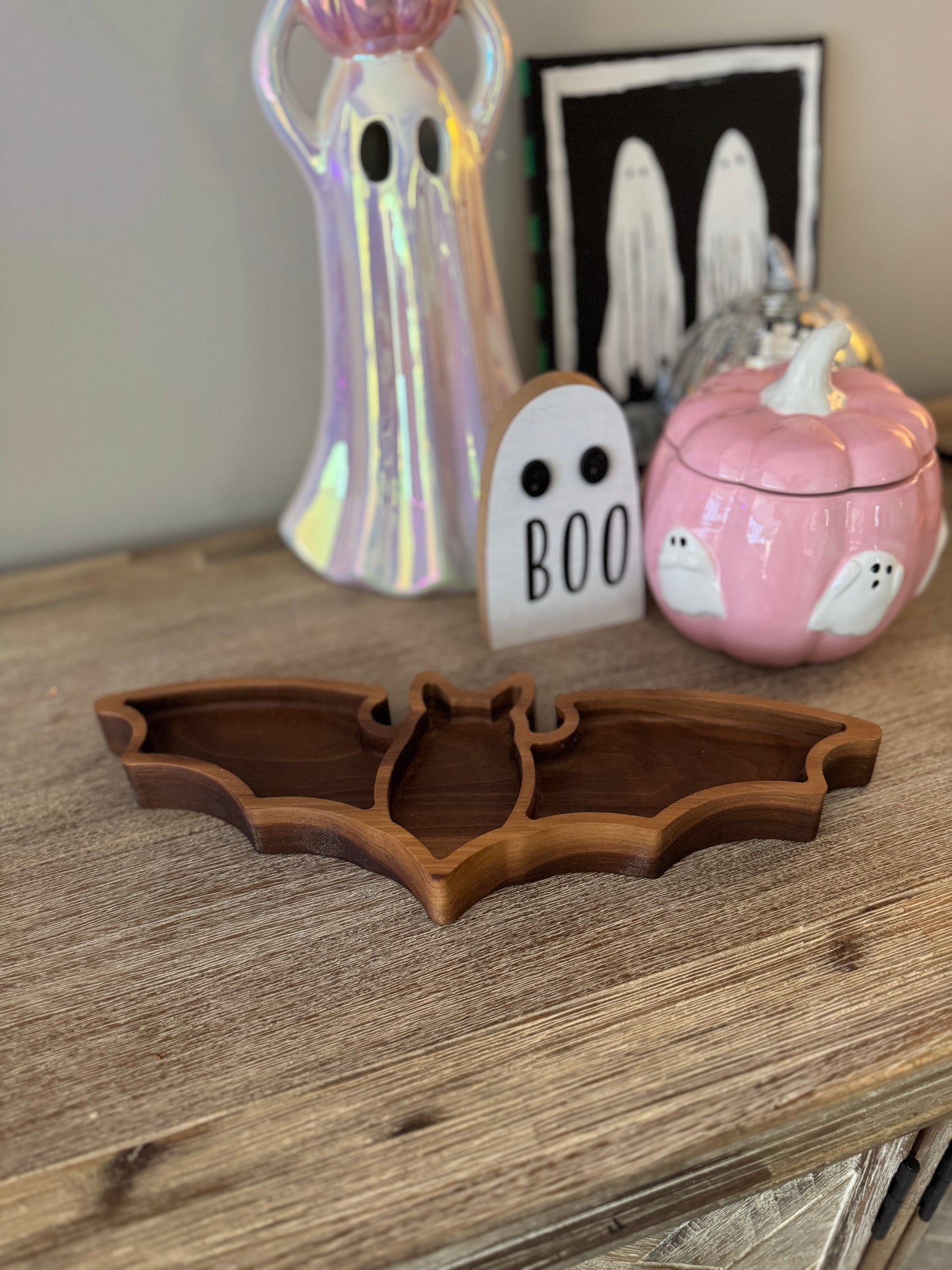 Bat-Shaped Tray – Handmade in Pine, Cherry, Maple, or Walnut (3 Sizes)