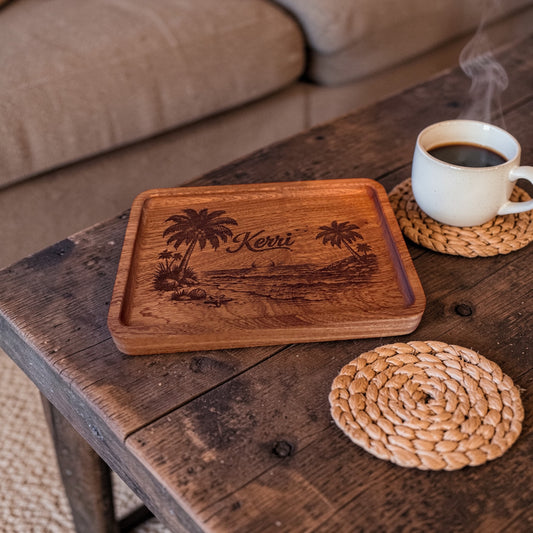 Handcrafted Wooden Catch-All Tray – Solid Walnut, Maple, Cherry or Sapele – Entryway, Desk, Nightstand Organizer