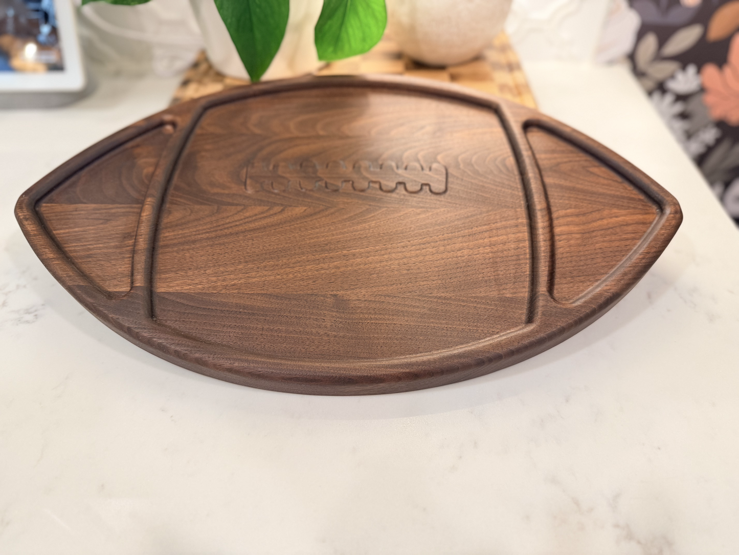 Football-Shaped Charcuterie Board – Walnut, Cherry, or Maple