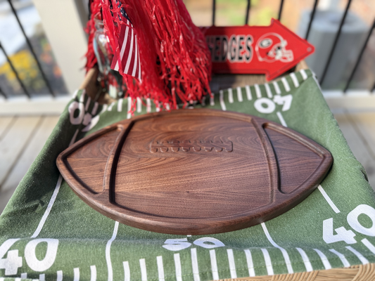 Football-Shaped Charcuterie Board – Walnut, Cherry, or Maple