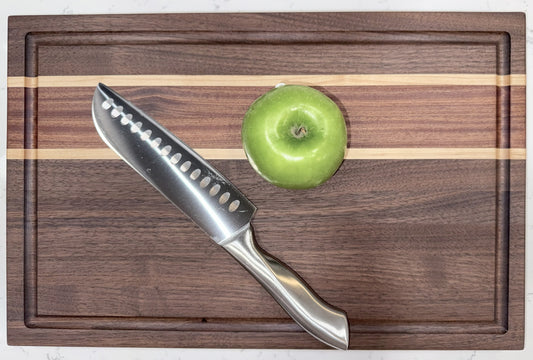 Handcrafted 18x12 Edge Grain Cutting Board – Walnut, Sapele & Maple | Juice Groove | Walrus Oil Finish | Free Shipping