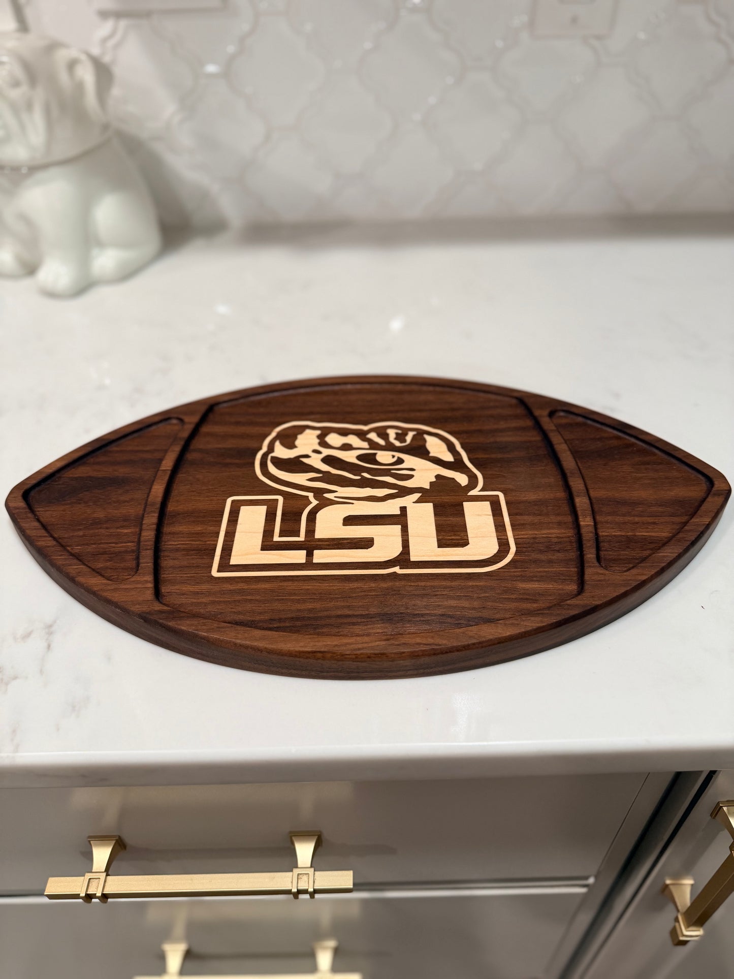 Football-Shaped Charcuterie Board – Walnut, Cherry, or Maple