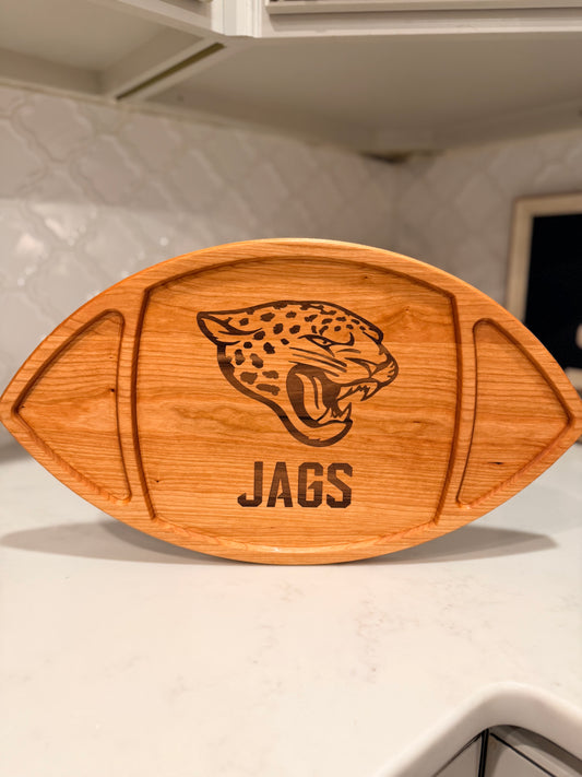 Football-Shaped Charcuterie Board – Walnut, Cherry, or Maple