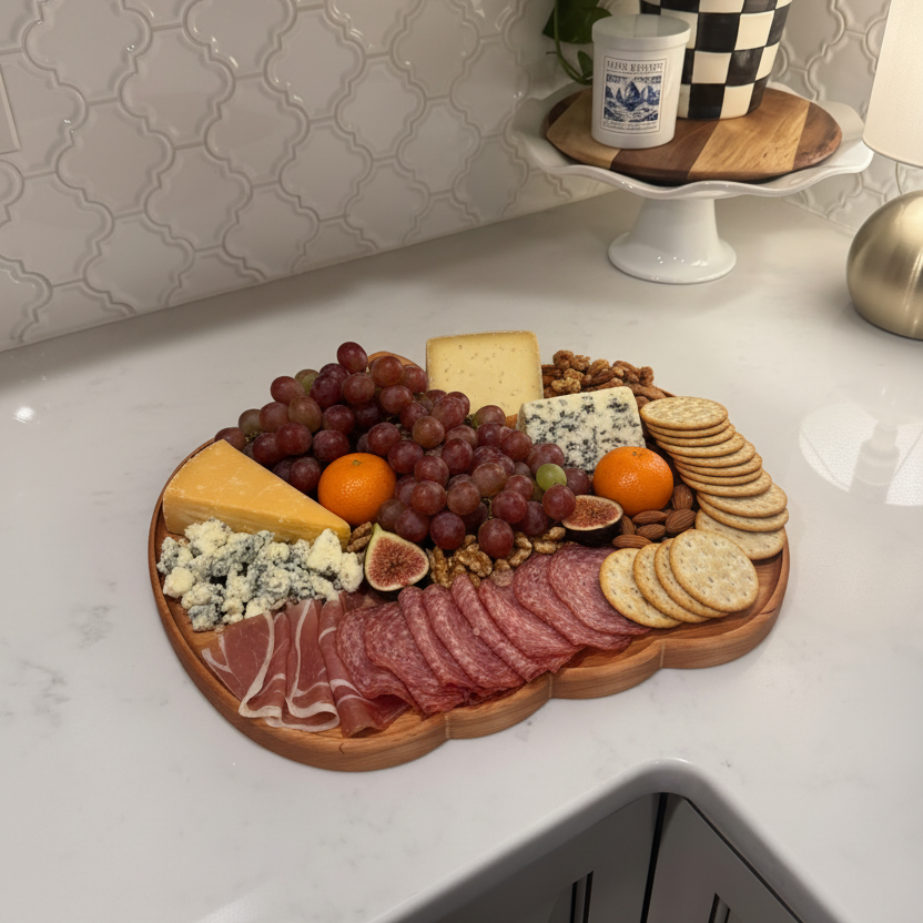Pumpkin-Shaped Charcuterie Board – Personalized - Walnut, Maple, or Cherry