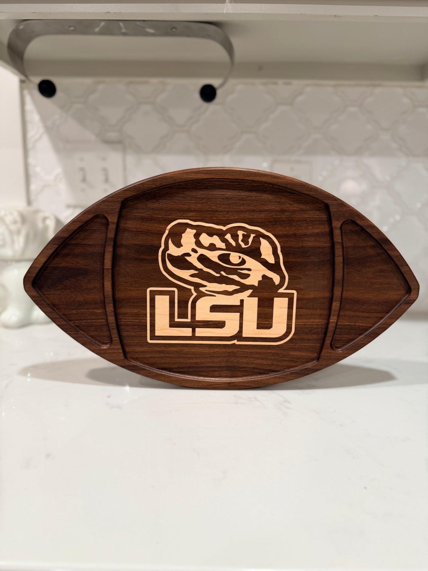 Football-Shaped Charcuterie Board – Walnut, Cherry, or Maple