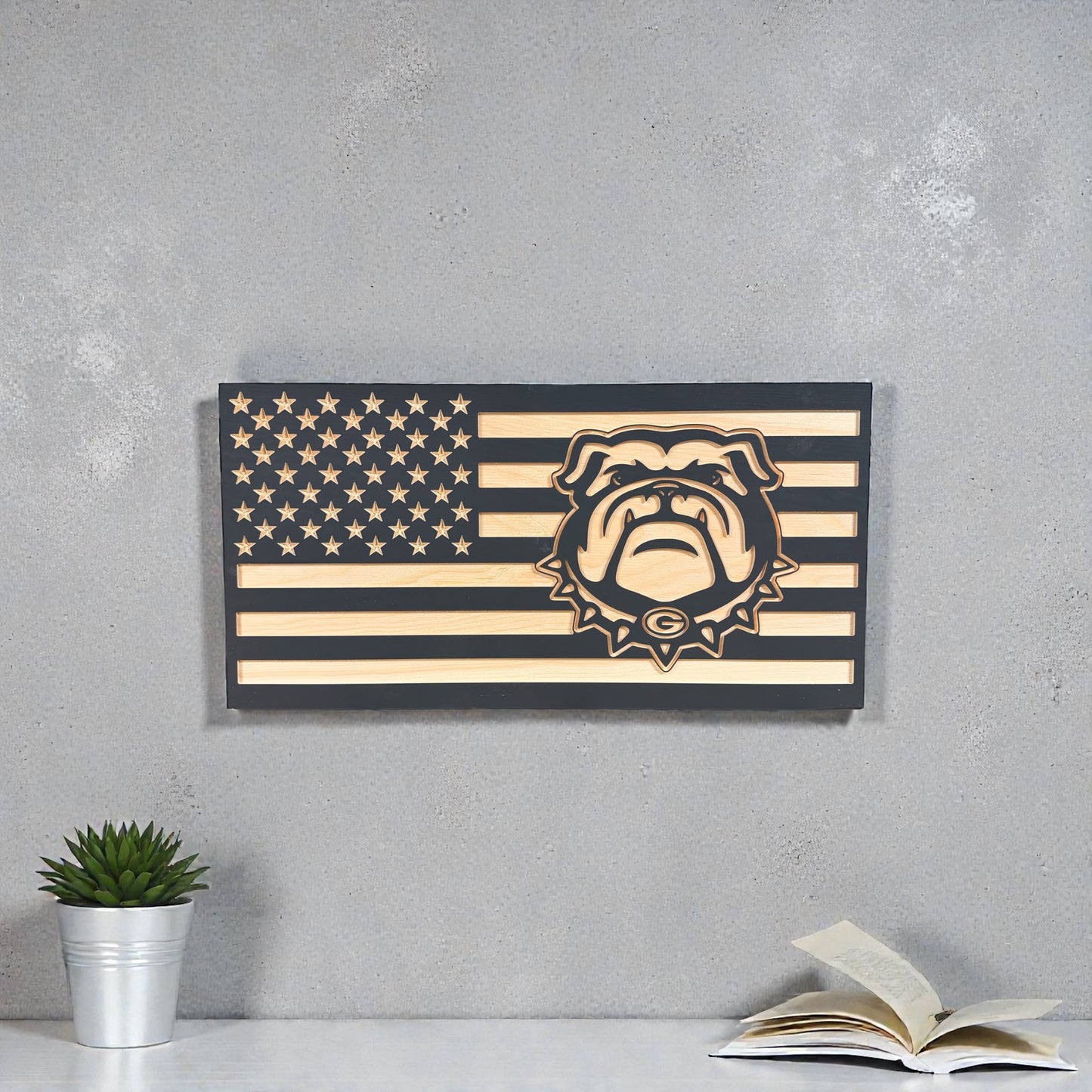 Wooden American Flag Team Logo Board (21.5" x 11.25")