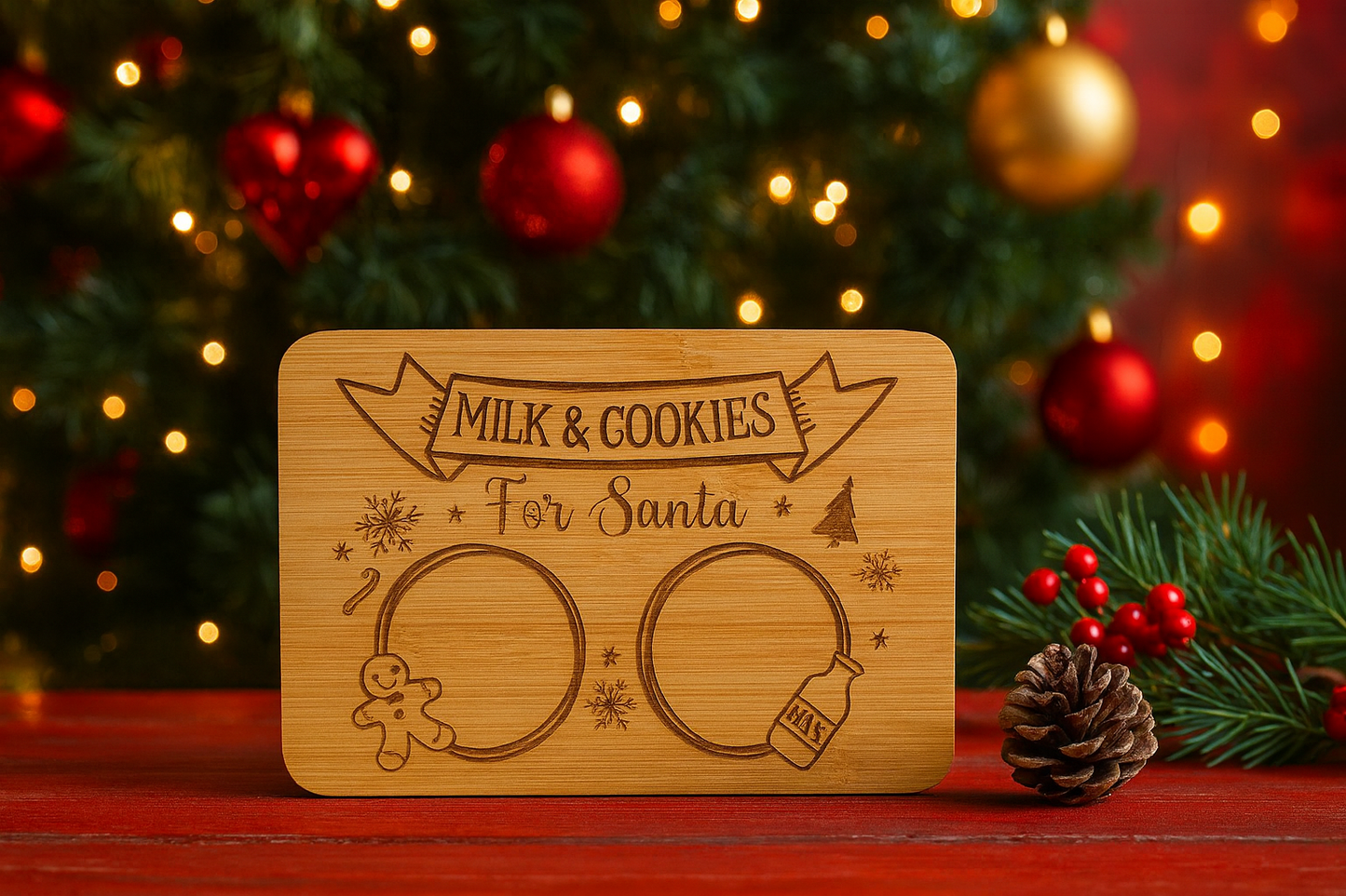 Cookies & Milk for Santa Bamboo Board
