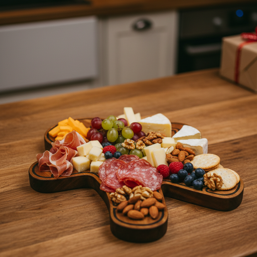 Christmas Gingerbread Man Charcuterie Board | 14x12 Sapele Wood | Laser Engraved Holiday Tray