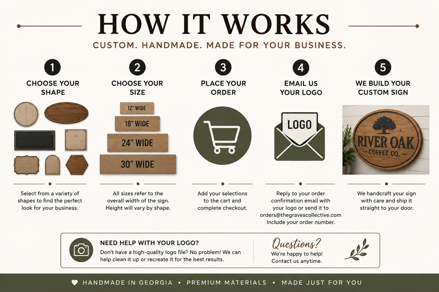 Custom Wood Business Sign | Personalized Logo Sign | Handmade Business Wall Decor