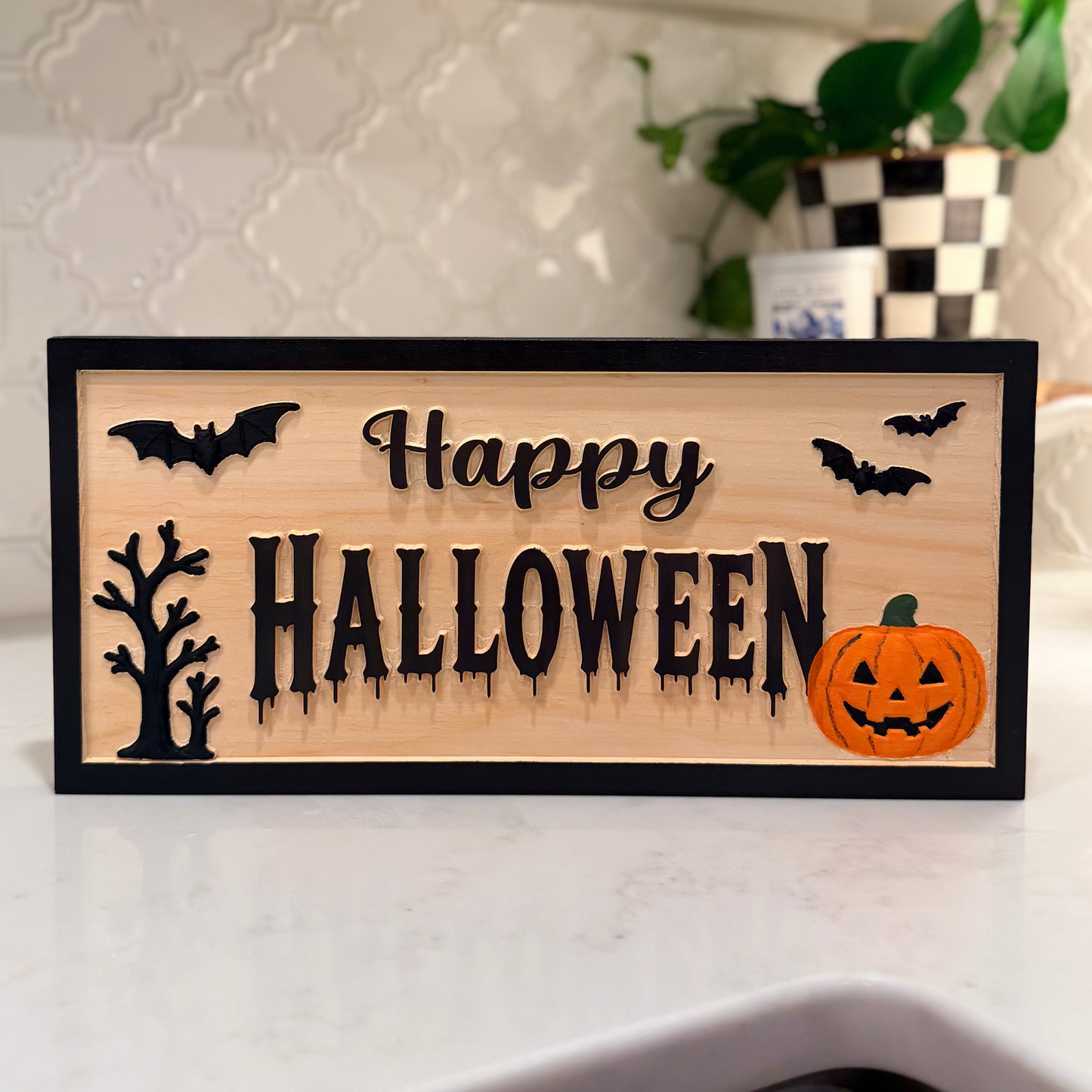 Happy Halloween Wooden Sign | Handmade Rustic Halloween Wall Decor | Round or Rectangle