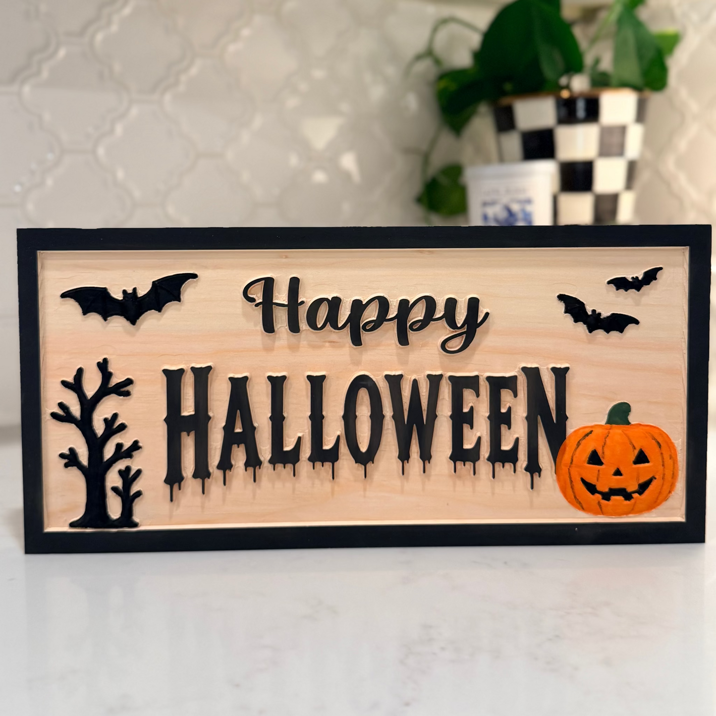 Happy Halloween Wooden Sign | Handmade Rustic Halloween Wall Decor | Round or Rectangle
