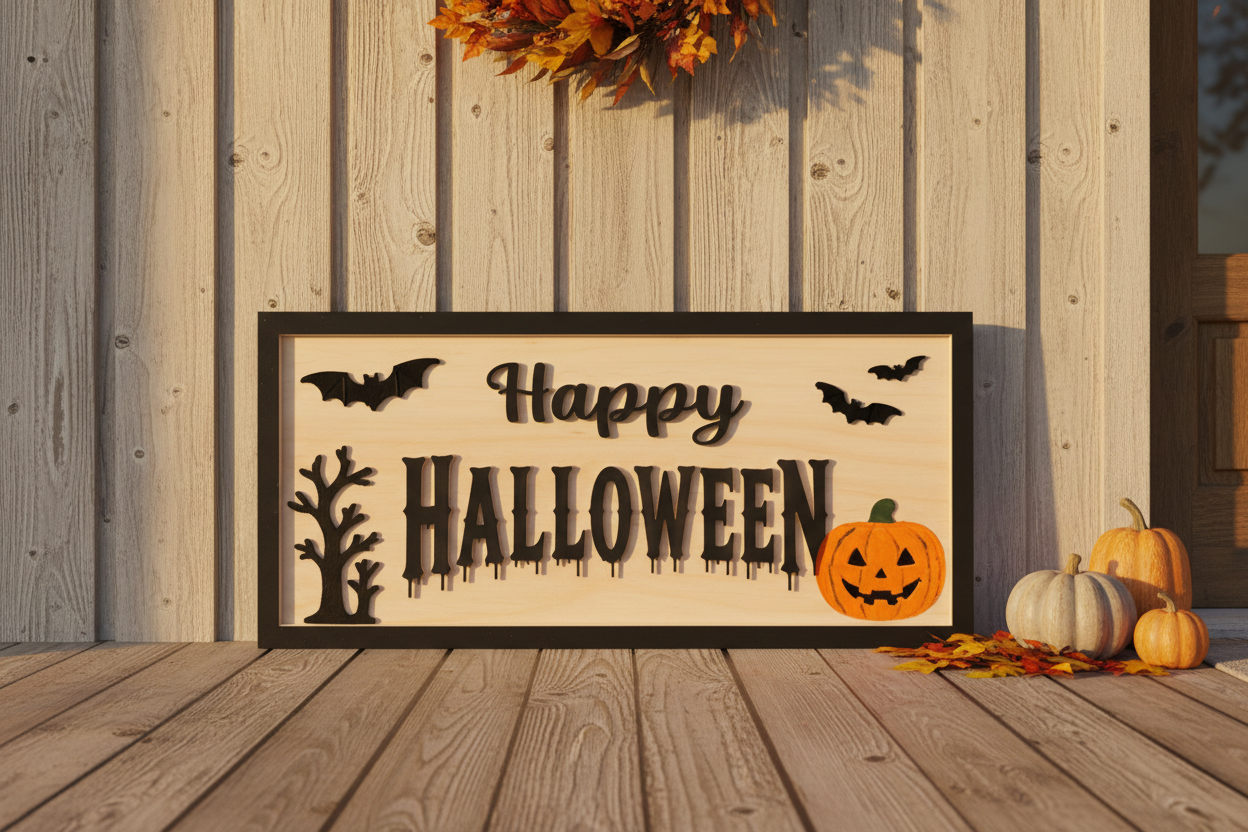 Happy Halloween Wooden Sign | Handmade Rustic Halloween Wall Decor | Round or Rectangle
