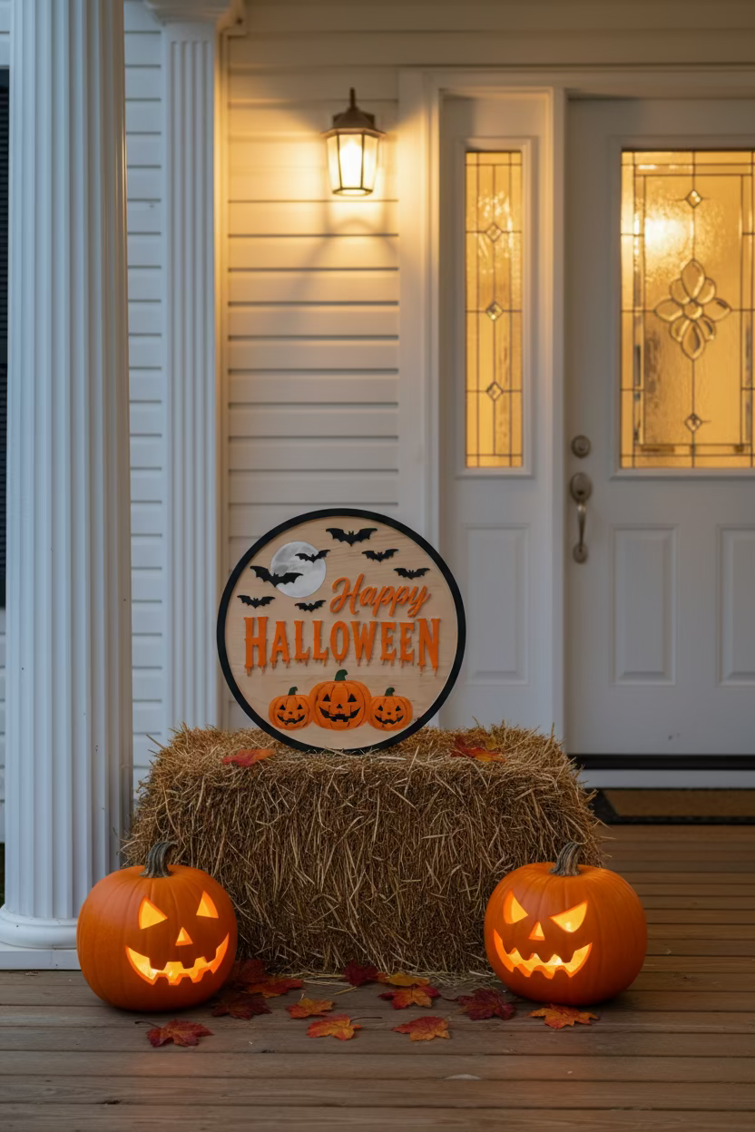 Happy Halloween Wooden Sign | Handmade Rustic Halloween Wall Decor | Round or Rectangle