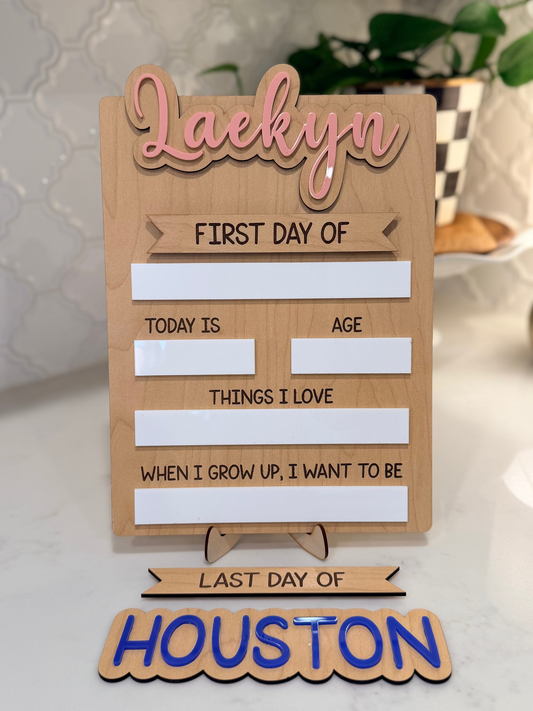 Personalized First & Last Day of School Board | Reusable Interchangeable School Sign