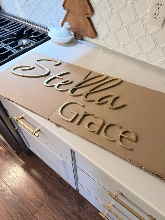 Personalized Nursery Name Sign – Custom First & Middle Name Wall Decor