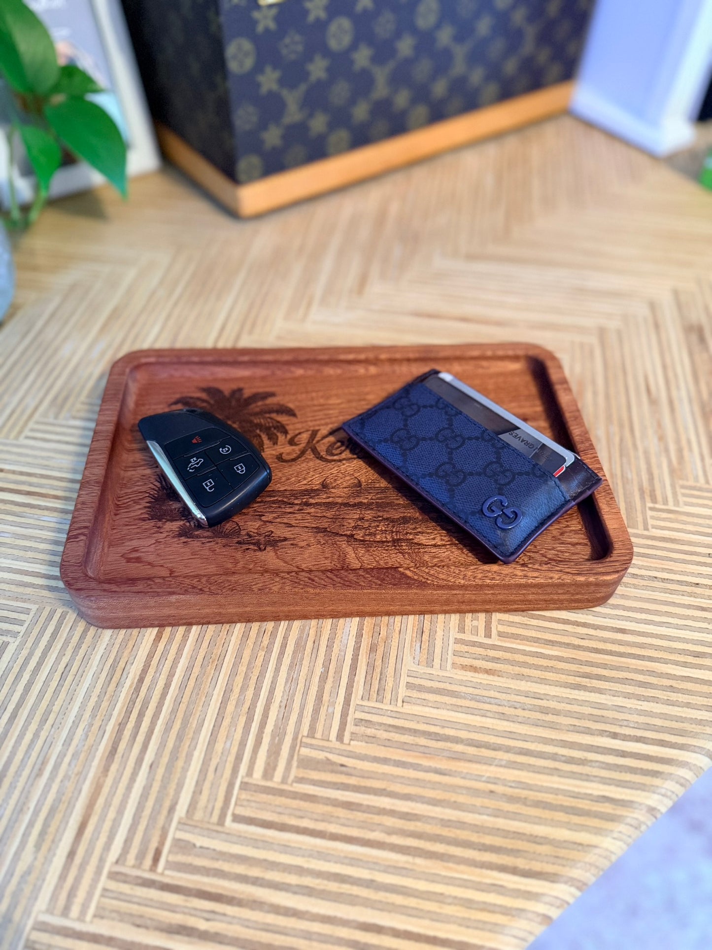 Handcrafted Wooden Catch-All Tray – Solid Walnut, Maple, Cherry or Sapele – Entryway, Desk, Nightstand Organizer